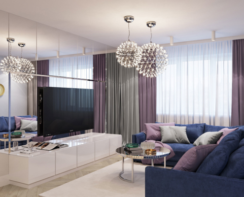 Visualization of an apartment in Mytishchi. Living room view 01