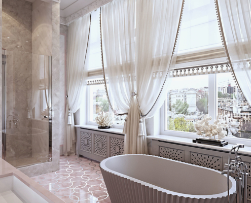 Visualization of a private apartment. Bathroom view 01