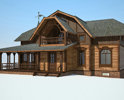 log house without surroundings